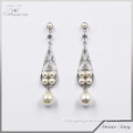 Alibaba Hot new silver jewelry for elegant diamond pearl chandelier earring